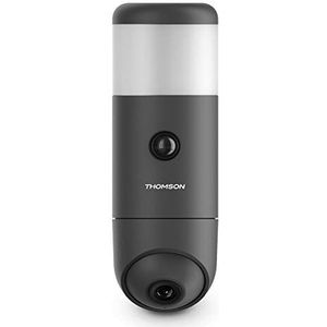 THOMSON RHEITA100, slimme bewakingscamera voor buiten, met geïntegreerde verlichting en alarmsirene, WLAN, bewegingsdetectie, nachtzicht, zonder abonnement
