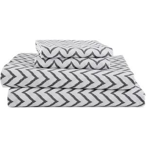 Martex 225 draadtelling elke dag Chevron geborsteld katoenmengblad set Twin size, houtskool