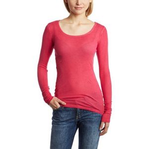 Herrlicher Dames shirt met lange mouwen Kendra Micro Rib, roze (roze 127), 36
