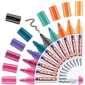 edding 4500 textielmarker - 10 kleuren in set (trend) - ronde punt 2-3 mm - Textielstiften wasmachinebestendig (60°C) om op textiel te tekenen - Textielstift