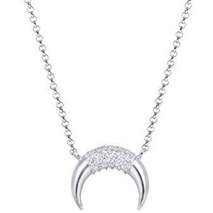 Elli Dames ,kristallen halsketting ketting sikkel maan Luna met ,kristallen in 925 sterling zilver