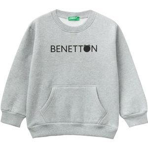 United Colors of Benetton Sweatshirt met capuchon voor kinderen en jongens, Grijs Melange 501, 2 jaar