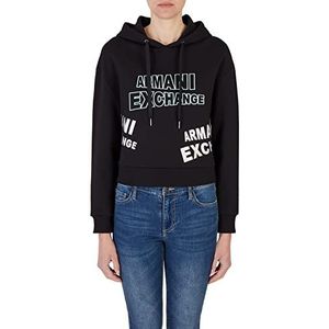 Armani Exchange Dames Sustainable, Hoodie, Big Front Logo Hooded Sweatshirt, Zwart, Extra Small, zwart, XS