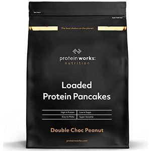 Protein Works - Loaded Protein Pancake Mix | Eiwitrijk ontbijt | Snack met weinig suiker | Snel en gemakkelijk te maken | Double Choc Peanut | 500 g