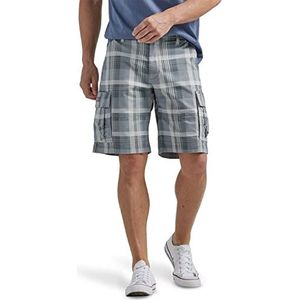 Lee Extreme Motion Carolina Cargo Shorts voor heren, Eenvoudig grijs ruitpatroon, 38