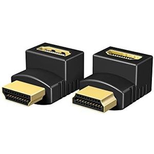 ICY BOX IB-CB009-1 HDMI haakse adapter, set van 2, gespiegelde oriëntatie, 1080p, 2160p, 3D, Ethernet, True HD, DTS-HD, vergulde connectoren