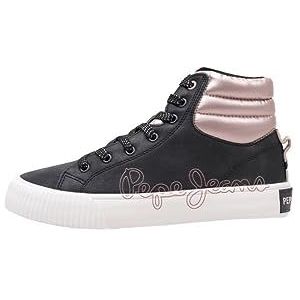 Pepe Jeans Ottis gewatteerde sneaker voor meisjes, Zwart, 39 EU