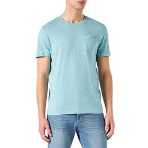 TOM TAILOR Uomini Basic T-shirt met borstzak 1031565, 30055 - Mint White Triple Stripe, XXS