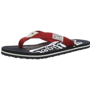 Tommy Hilfiger Flipper 5A Teenslippers voor jongens, Rood Tango Red Midnight White 611, 37 EU