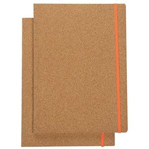Milieuvriendelijke notitieboeken (verpakking van 2 stuks) - kurkhoes, elastische bandsluiting, gevoerd, 48 vellen per notitieboek, 8,5 x 11,75 inch
