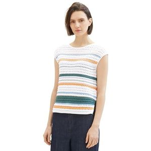 TOM TAILOR Damestrui, 34855 - Groen Oranje Multicolor Streep, XXL