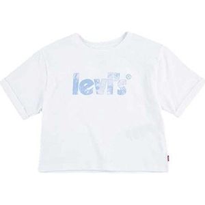 Levi's Kids Meisje Lvg Meet & Greet gerold mouw TEE, Kleur: wit, 3 Jaren