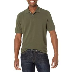 Amazon Essentials Men's Poloshirt van piqué-katoen met normale pasvorm (verkrijgbaar in grote en lange maten), Olijfgroen, S