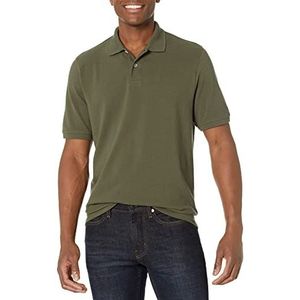Amazon Essentials Men's Poloshirt van piqué-katoen met normale pasvorm (verkrijgbaar in grote en lange maten), Olijfgroen, M
