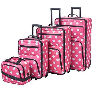 Rockland Polka Softside rechtopstaande bagageset, Roze stippen, Eén maat, Polka Softside rechtopstaande bagageset