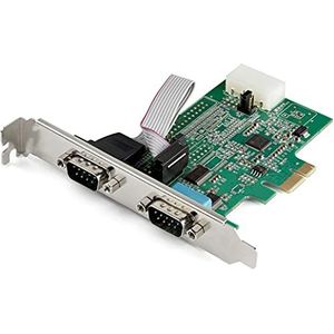 StarTech.com 2-port PCI Express RS232 Serial Adapter Kaart, PCIe RS232 Seriële Host Controller Kaart, PCIe naar Dual Serial DB9 Kaart, 16950 UART, Uitbreidingskaart, Windows & Linux (PEX2S953)