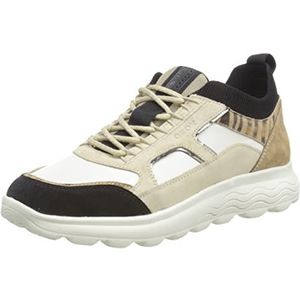 Geox D Spherica Dames Sneaker, Off White Lt Taupe, 39 EU