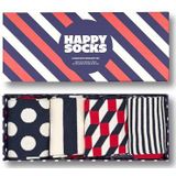 Happy Socks Kleurrijke en Leuke Sokken 4-Pack Classic Navy Socks Gift Set Maat 41-46