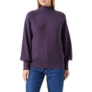 Mexx Dames Mock Neck Gebreide Pullover Sweater, Dark Purple, XL