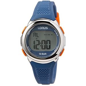 Lorus Unisex digitaal kwartshorloge voor kinderen met siliconen armband R2391NX9, blauw, Met bandjes