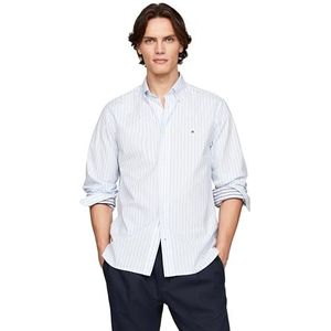 Tommy Hilfiger Heren natuurlijke zachte POPLIN STP RF Shirt L/S Shirt, vaartuig blauw/optisch wit, XL, Vessel Blauw/Optisch Wit, XL