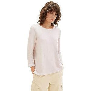 TOM TAILOR Dames Cosy Swearshirt met 3/4-mouw, 32398 - Clouds Grey Melange, M