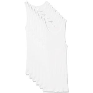 Amazon Essentials Men's Onderhemden in tanktopmodel, Pack of 6, Wit, S