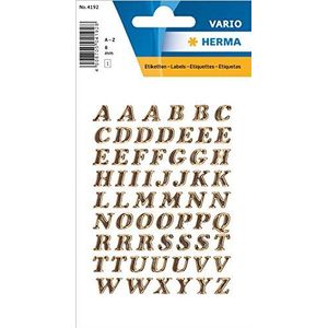 HERMA 4192 Letterstickers A - Z van Glinsterende prismatische folie (lettergrootte 8 mm, 1 vellen, folie) zelfklevend, permanente klevende alfabet stickers, 61 etiketten, goud