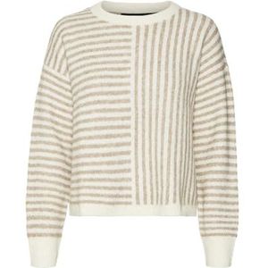 VERO MODA VMURANUS LS Oneck Cropped Pullover GA BF, Birch/Detail: w. Silver Mink Melange, M