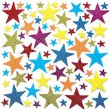 Baker Ross FC750 Regenboog Glitter Star Foam Stickers - Set van 100, Zelfklevende Stickers voor Kinderen, Knutselen voor Kinderen, Stickers voor Kinderen
