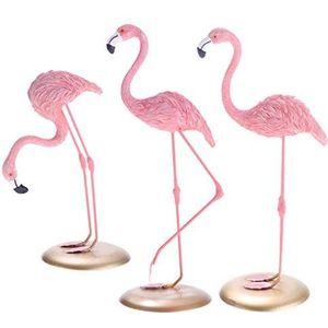 Notakia Hars roze flamingo's standbeeld beeldje verzamelobject decoratie geschenk tuin ornamenten helder roze hars composieten flamingo maken geweldige huis tuin decor (set van 3)