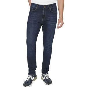 Trendyol Mannelijke Normale Taille Skinny fit Tapered Jeans, marineblauw, 42