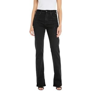 Replay Sharljn Slim Flare Fit Jeans voor dames, slim flare fit, 099 Black Delavè, 30W x 30L