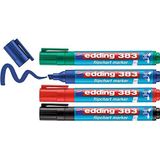 edding 383 flipchart marker - set van 4 - zwart, rood, blauw, groen - beitelvormige punt 1-5 mm - stift voor schrijven, tekenen en markeren op flip-over papier - drukt niet door - droogt niet uit