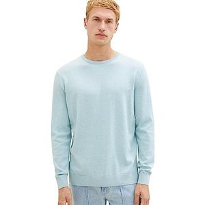 TOM TAILOR Basic gebreide trui met ronde hals heren, 32716-lichtblauw gemêleerd, XXL