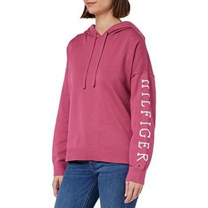 Tommy Hilfiger Vrouwen katoen grafische hoodie trui truien, mat framboos, M, Frosted Framboos, M