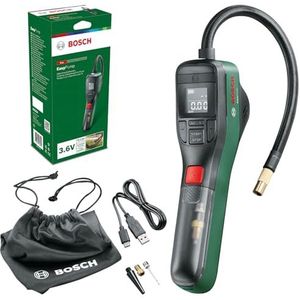 Bosch elektrische fietspomp / luchtpomp / minicompressor EasyPump (3,0 Ah accu, 3,6 volt, automatische stopfunctie, 150 psi, 10,3 bar, led, oplaadbaar via USB-C-kabel, in kartonnen doos)