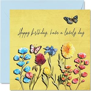 Mooie verjaardagskaarten voor vrouwen haar - wilde bloemen bloemen mooie dag - speciale gelukkige verjaardagskaart kaarten voor mama zus dochter Nan, 145mm x 145mm mooie dames vrouwelijke wenskaarten
