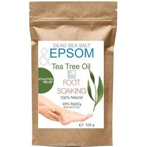 Badzout, Magnesium Epsom-zout en ultrazuiverende essentiële oliën, Voetenzout, Reparatie van beschadigde nagels, Voetschimmelverlichting, Scrub, 500g