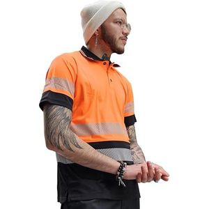 Capto Apparel Hoge zichtbaarheid T-shirt - Reflecterend waarschuwingsshirt - Hoge zichtbaarheidsshirt - Veiligheids-T-shirt - Werkshirt - Heren hoge zichtbaarheidsshirt - Oranje/Marine - M