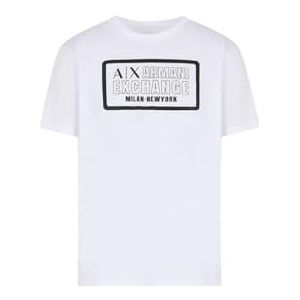 Armani Exchange Ronde hals voor heren, regular fit, pima katoen T-shirt, wit, XS