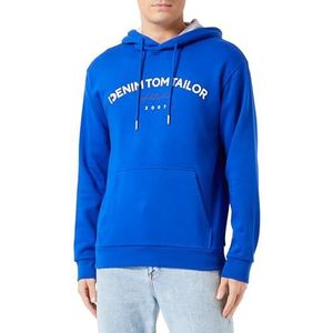 TOM TAILOR Denim Heren hoodie sweatshirt met logo-print, 14531 - Shiny Royal, M