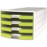 HAN Ladenbox Impuls 2.0 met 4 open laden voor DIN A4/C4 incl. labels, uittrekblokkering, meubelvriendelijke rubberen voetjes, design in premium kwaliteit, 1013-50, wit/citroen