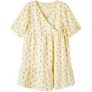 Bestseller A/S NKFHINAGE SS WRAP jurk voor meisjes, dubbele crème, 122, Double Cream, 122 cm