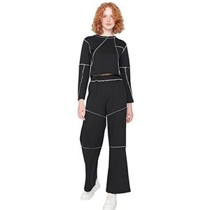 Trendyol Dames Regular Crew hals Gebreid Sweatsuit, Zwart, XS