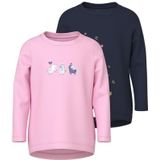 Name It - NMFVIX 2P LS TOP - Shirt met Lange Mouwen - Navy Blazer/ Star Bubbles - Set van 2