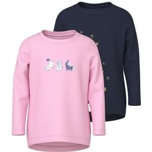 Name It - NMFVIX 2P LS TOP - Shirt met Lange Mouwen - Navy Blazer/ Star Bubbles - Set van 2