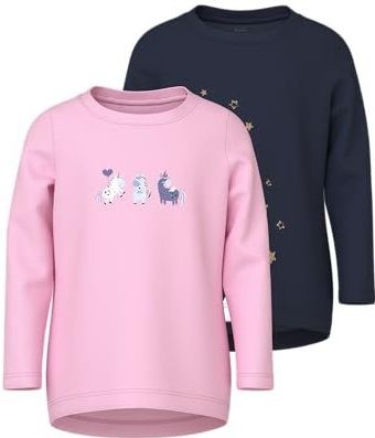 Name It - NMFVIX 2P LS TOP - Shirt met Lange Mouwen - Navy Blazer/ Star Bubbles - Set van 2