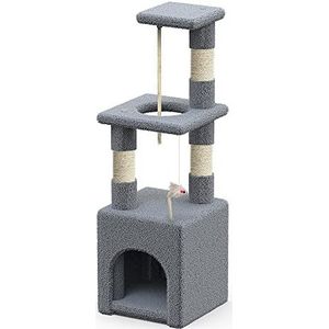 VOUNOT Kattenboom Klein, Kattenboom voor Katten, Stabiele Krabpaal met Platform, Grot, Sisal Stammen, Hoogte 88 cm, Grijs