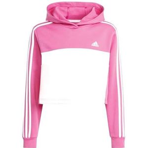 adidas, Tiberio 3-Stripes jumpsuit, top: semi-lucid, fuchsia/wit/wit, onderkant: zwart/wit, 910 A, meisjes